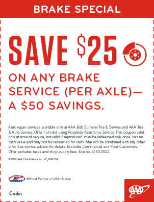Save $25 off any Brake Service (per axle) – A $50 Savings!